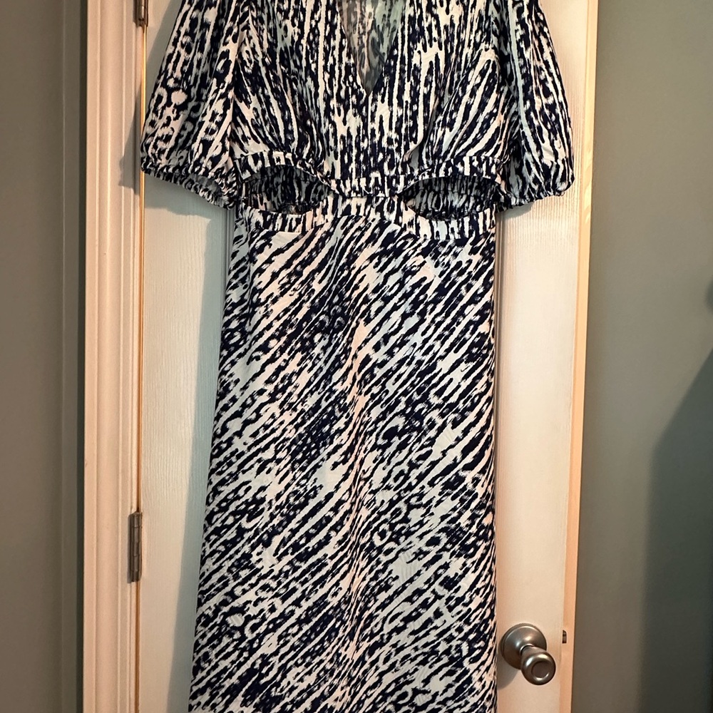 NWOT Sofia Blue and White Patterned Dress
